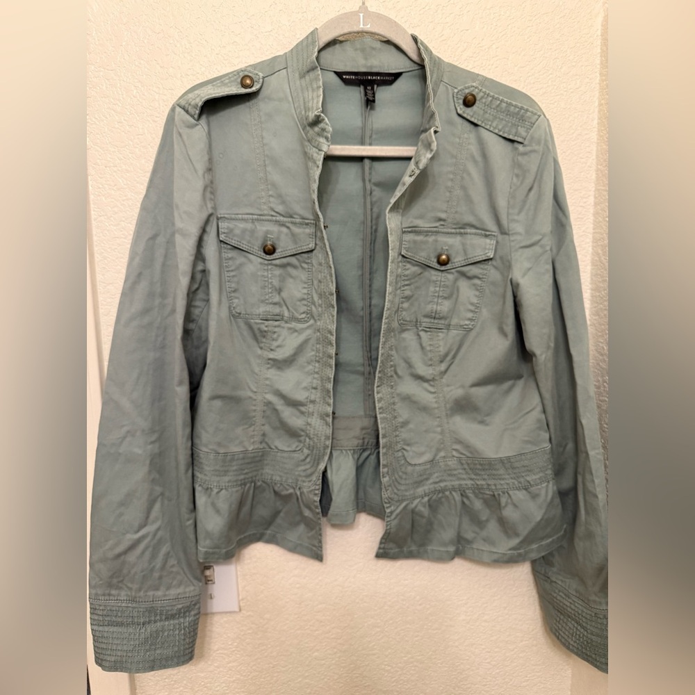 White House Black Market Utility Jacket in Sage